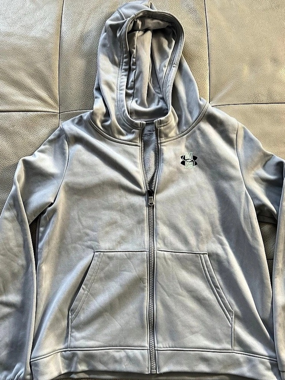Under Armour Girls Full-Zip Hoodie Gray YXL Like New